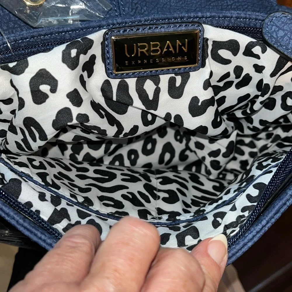 Urban expressions Satchel shoulder Crossbody bag NWOT Med. Blue Denim Suede look